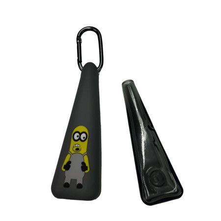 Pipa de cristal con funda de silicona y llavero