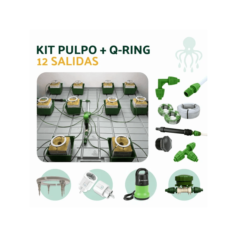 Kit de riego Netadrip Pulpo con aros 12 plantas
