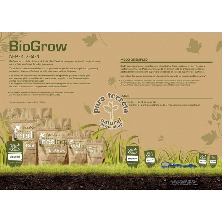 Tabla de cultivo Bio Grow GH Feeding
