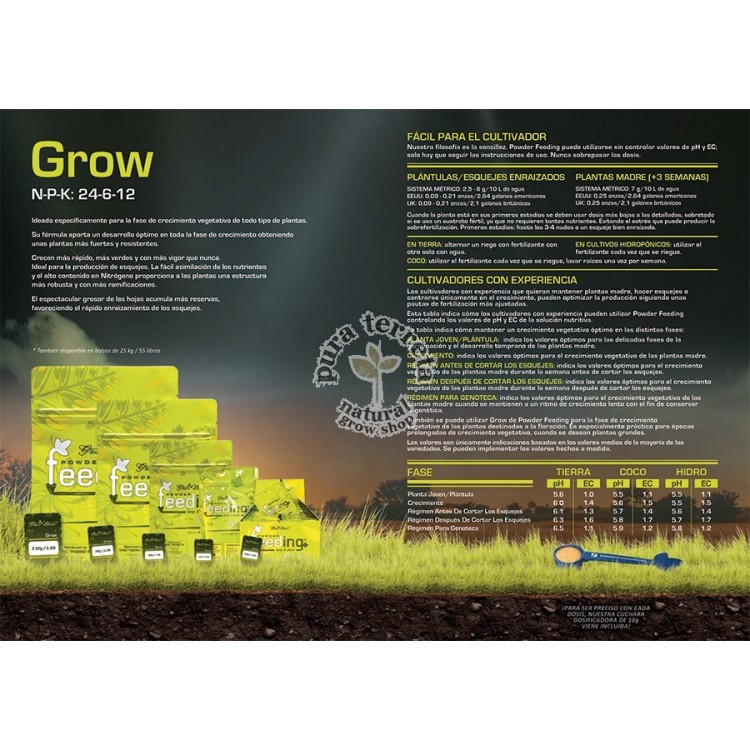 Tabla de cultivo Grow Powder Feeding