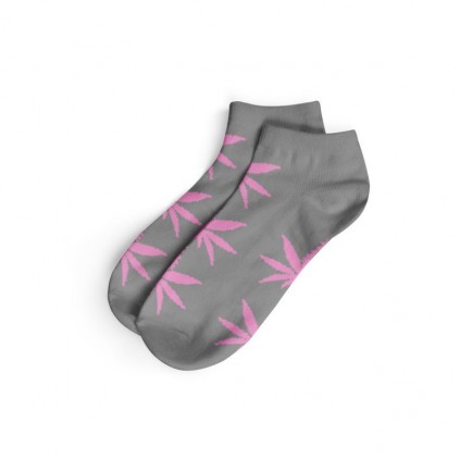 Calcetines gris/rosa cortos mujer