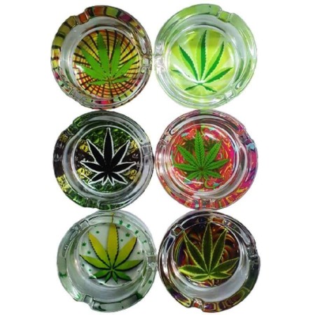 Cenicero cristal hoja Cannabis